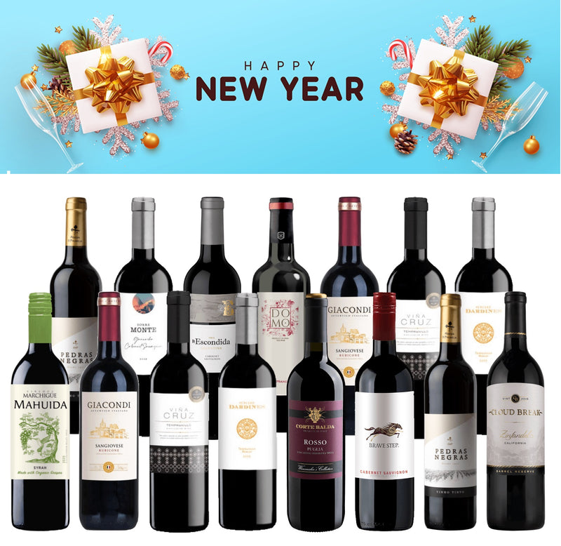New Year Case Special: 15 Bottles of International Wine - 750 ml Bottles
